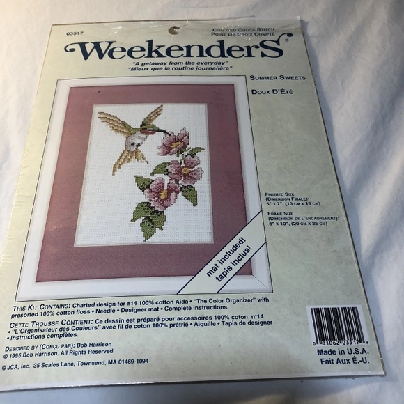 Vintage Weekenders counted cross stitch Summer Sweets Hummingbird 1995 - Picture 7 of 8